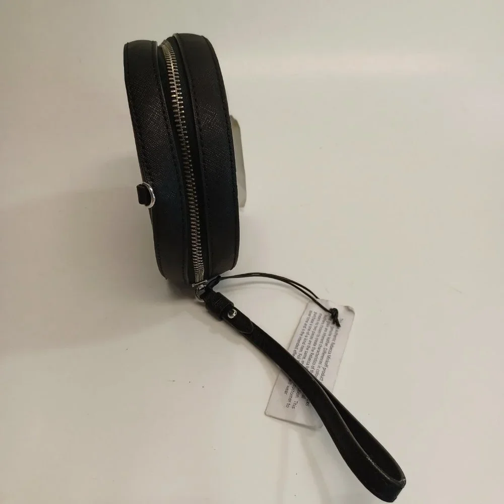 Rebecca Minkoff Bag Small Black Perforated Leather Circle Bag Wristlet NEW‎